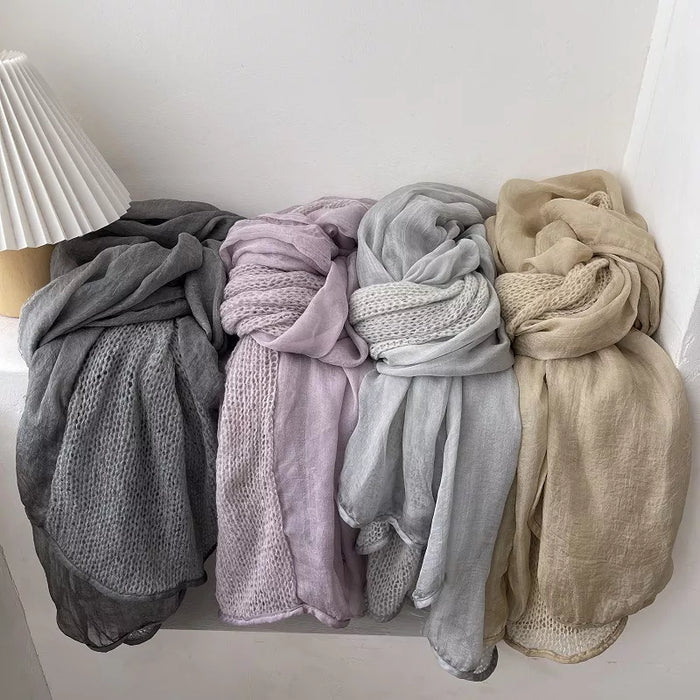Lightweight Knitted Scarf with Dyed Edges - Lilixa.store