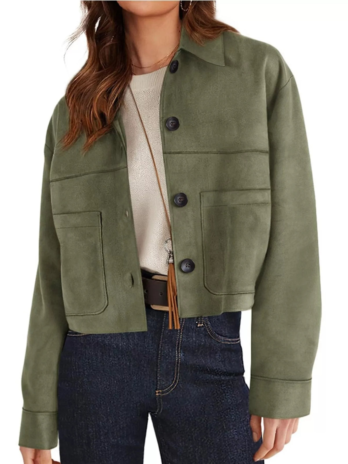 Button-Down Cropped Jacket