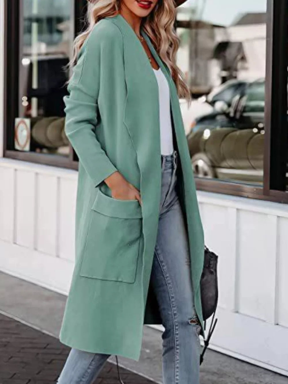 Open Front Dropped Shoulder Outerwear - Lilixa.store