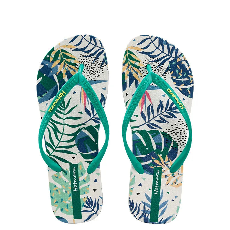 Tropical Leaf Print Summer Slippers - Lilixa.store