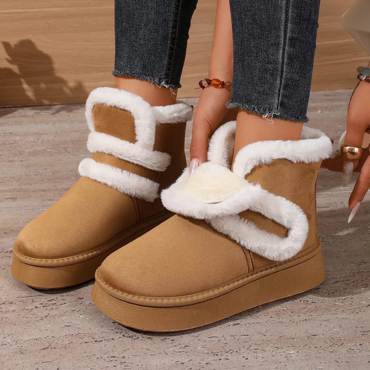 Round Toe Platform Boots - Lilixa.store