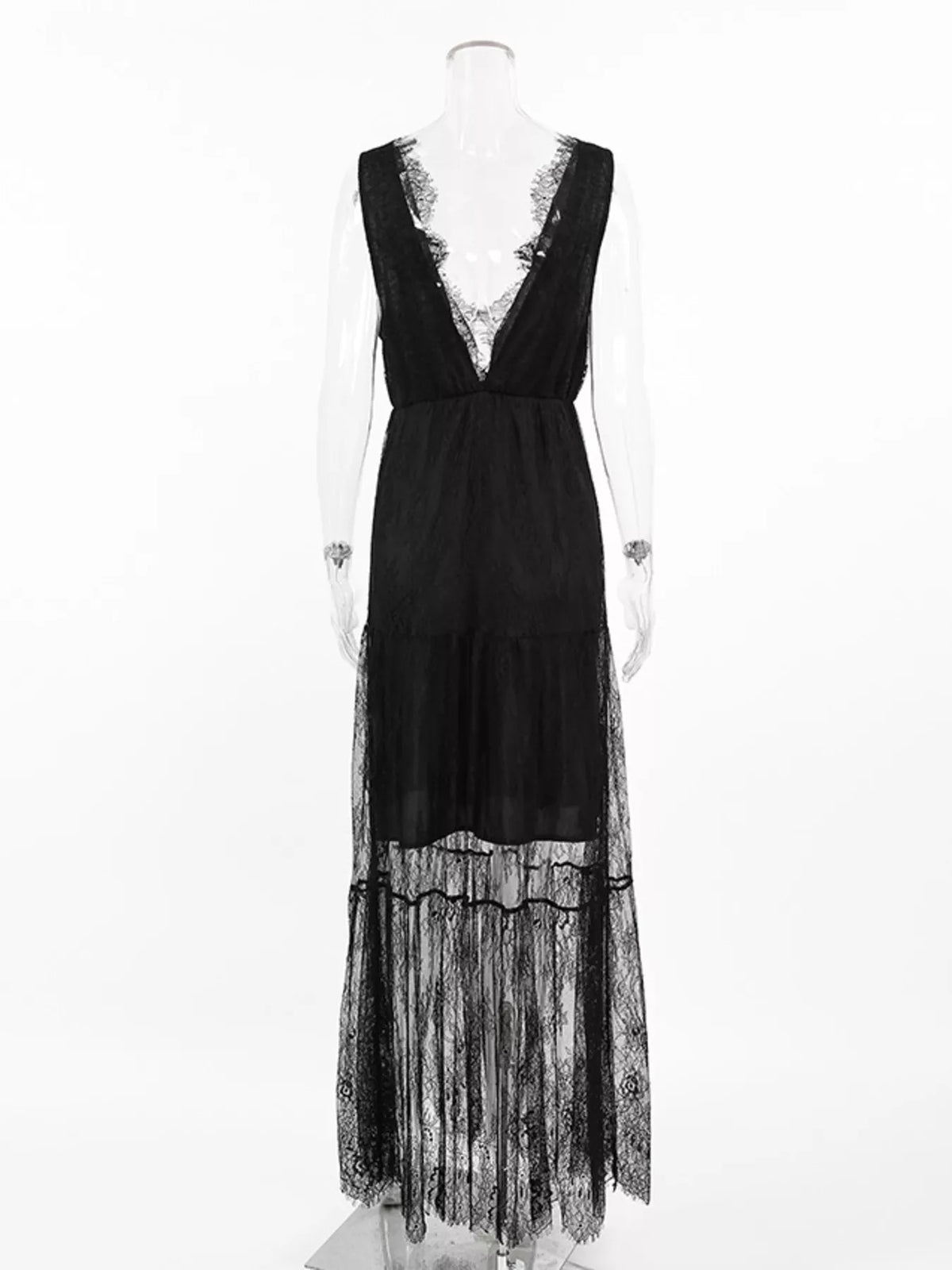 Lace V-Neck Sleeveless Maxi Dress - Lilixa.store