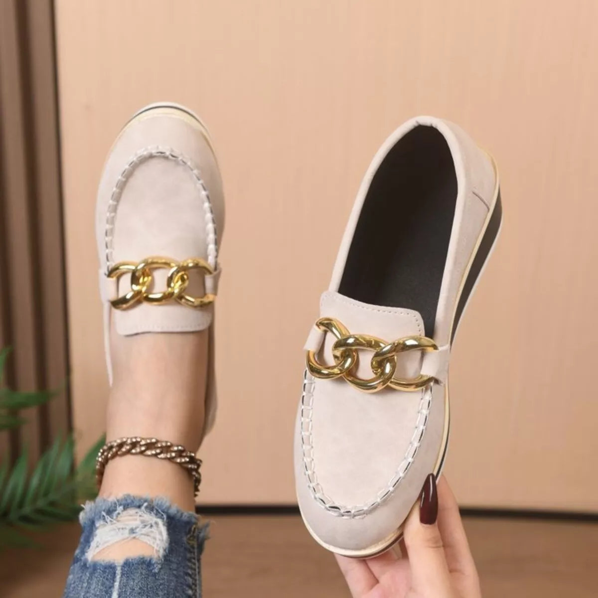 Round Toe Wedge Slip-Ons - Lilixa.store