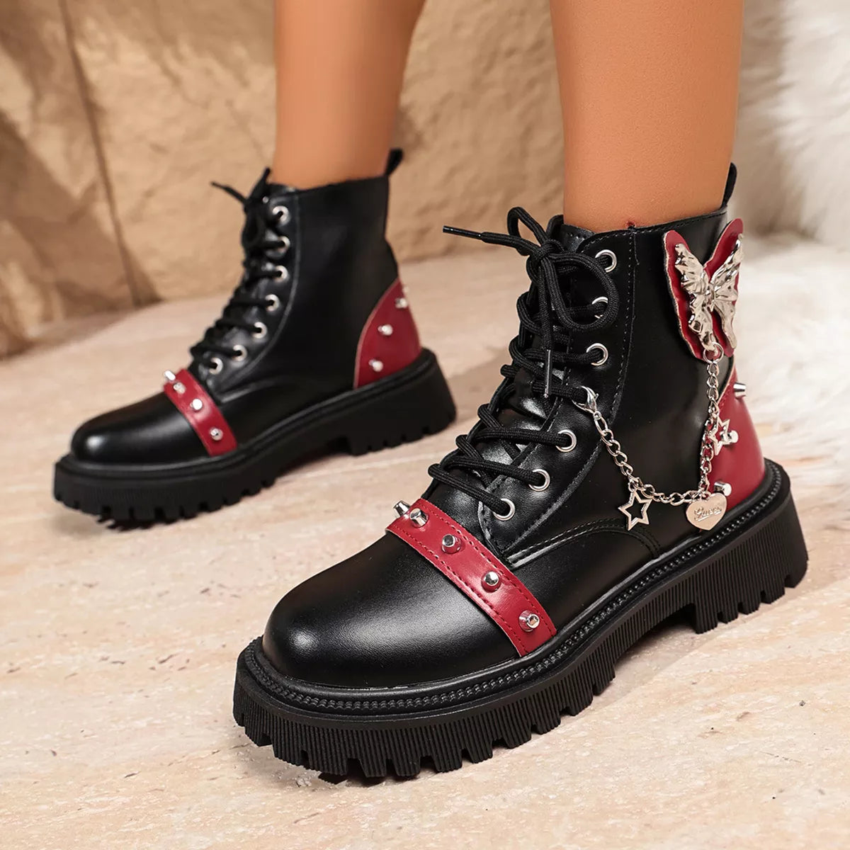 Round Toe Lace Up Boots - Lilixa.store