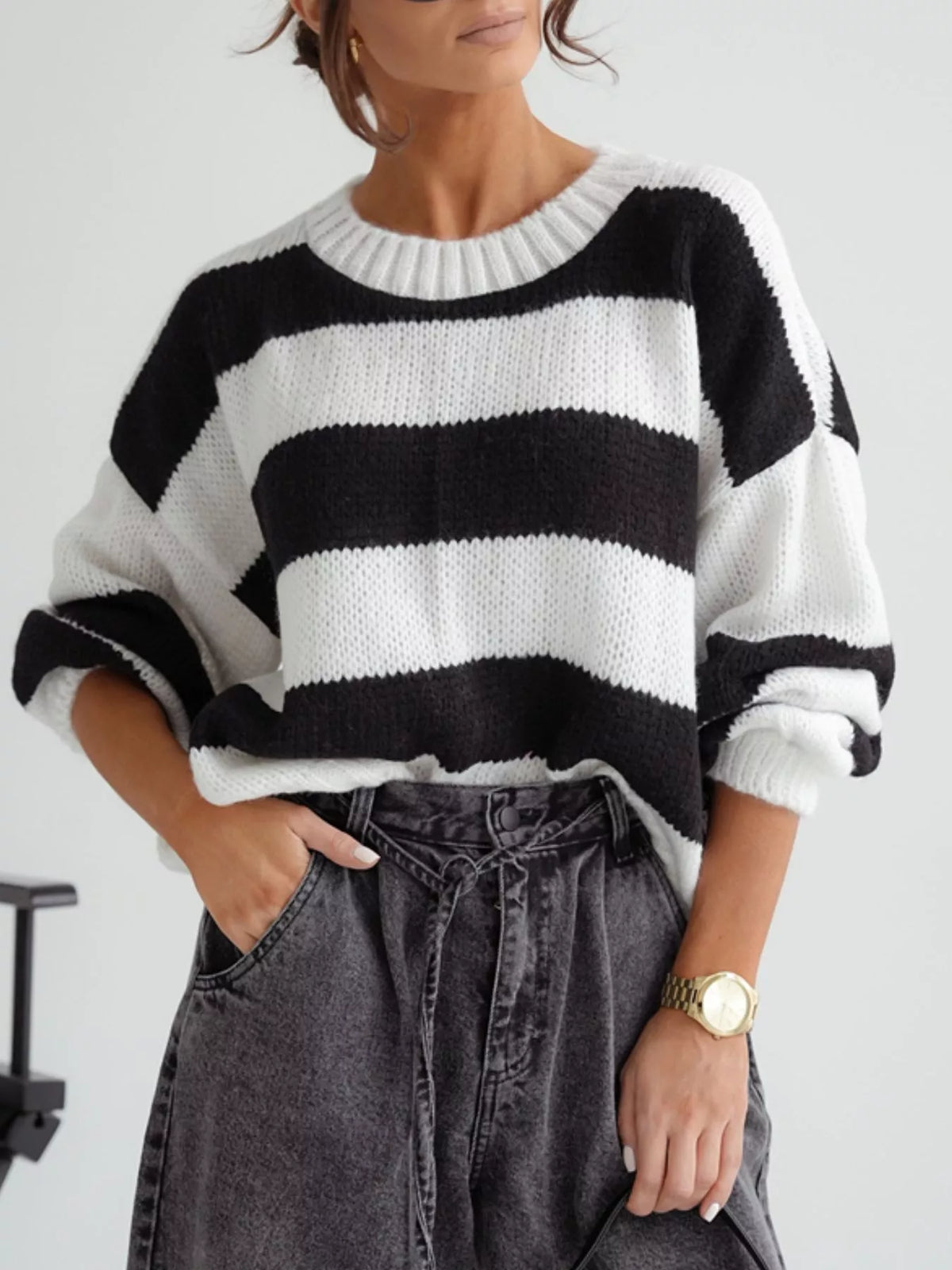 Striped Dropped Shoulder Sweater