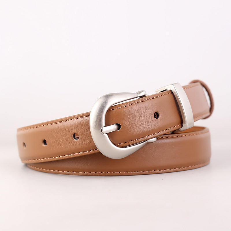 Classic Leather Belt with Silver Buckle - Lilixa.store