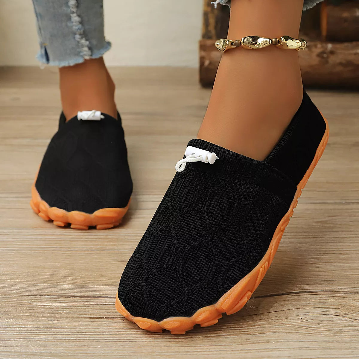 Round Toe Drawstring Slip-Ons - Lilixa.store