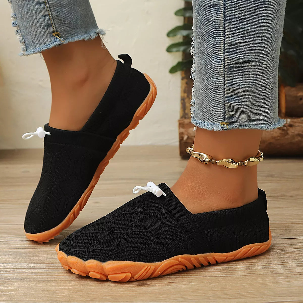 Round Toe Drawstring Slip-Ons - Lilixa.store