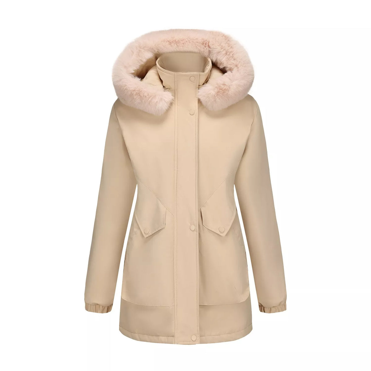 Full Size Fur Hooded Warm Winter Parka Outerwear Plus Size, view 4