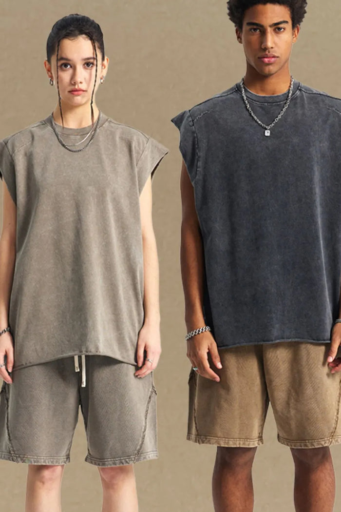 Men's Washed Round Neck Tank - Lilixa.store