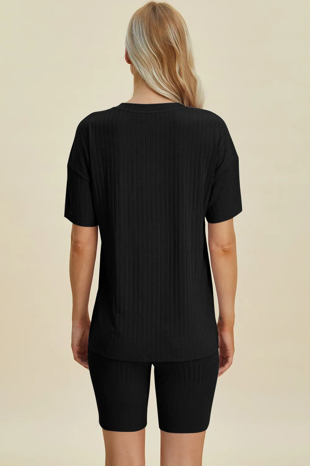 Basic Bae Full Size Ribbed V-Neck Short Sleeve Top and Shorts Set - Lilixa.store