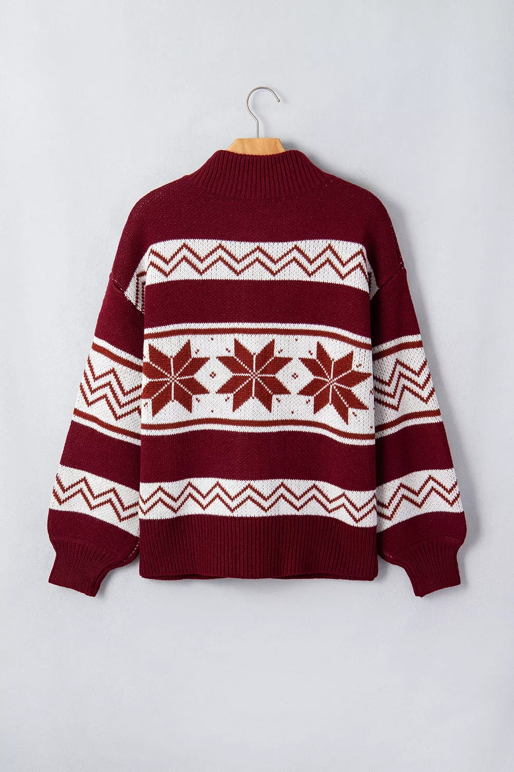 Geometric Pattern Zip-Up Knit Long Sleeve Regular Fit Cardigan - Lilixa.store