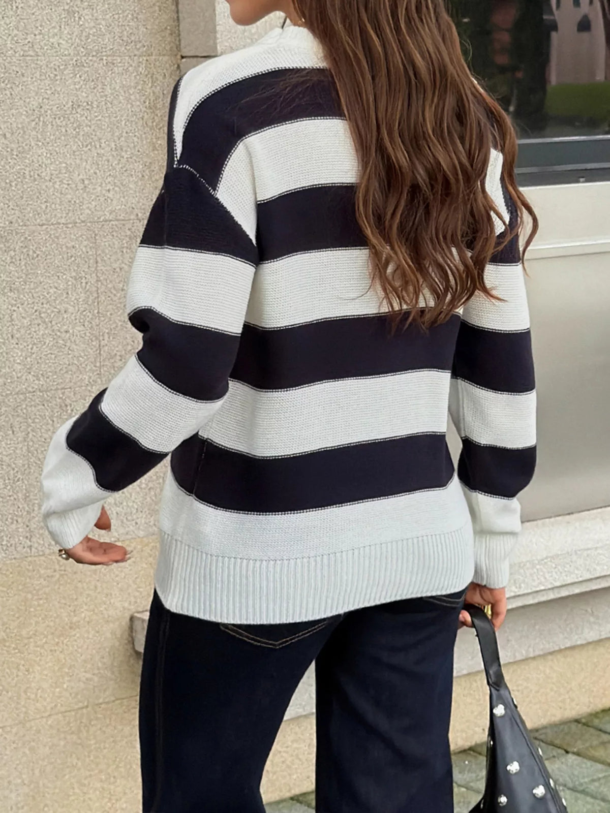 Striped Crew Neck Sweater - Lilixa.store
