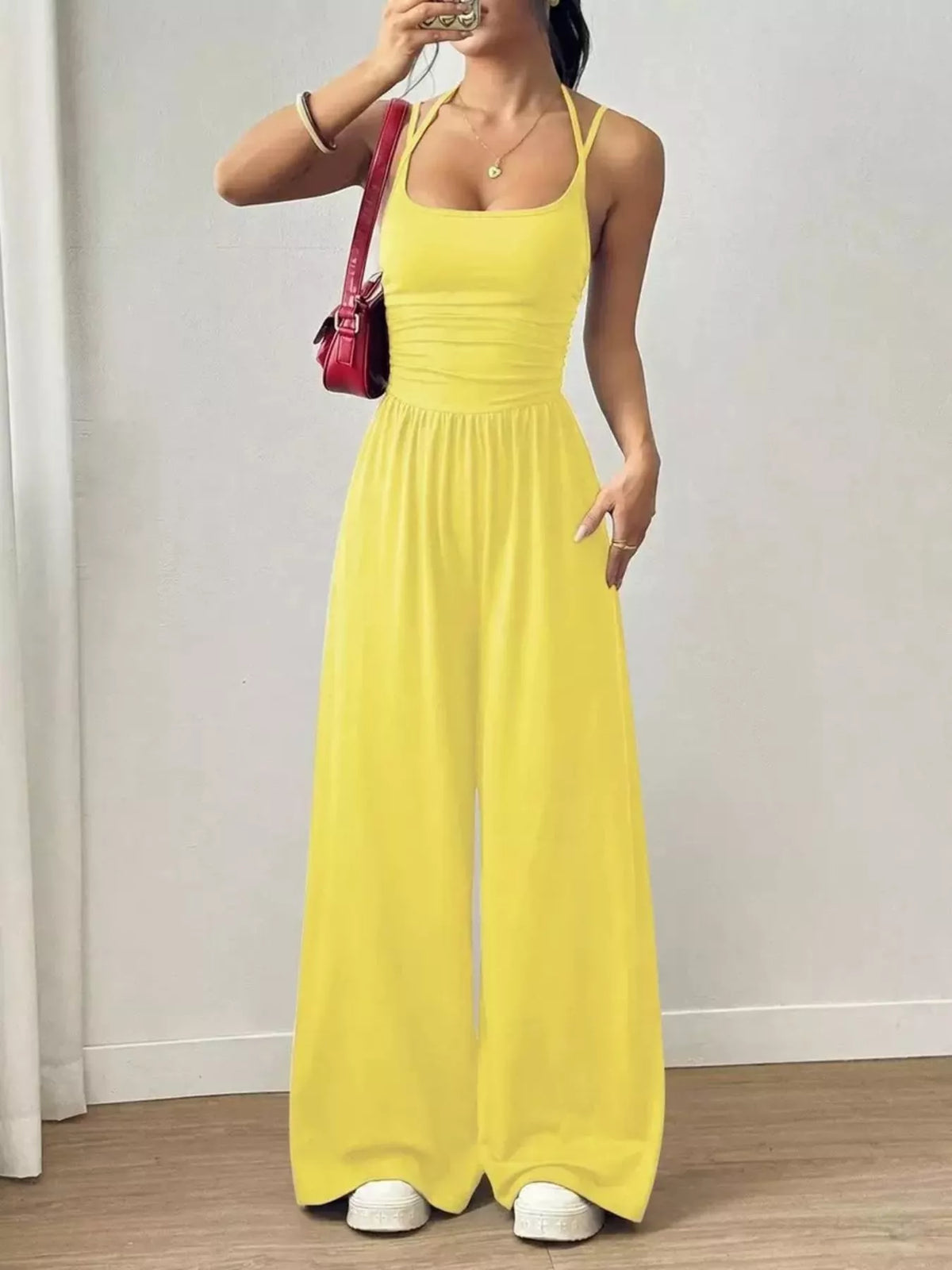 Spaghetti Strap Wide Leg Jumpsuit - Lilixa.store