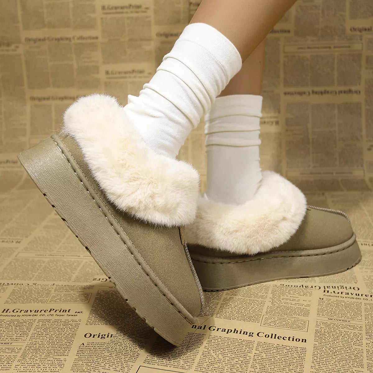 Fuzzy Trim Platform Boots, view 5