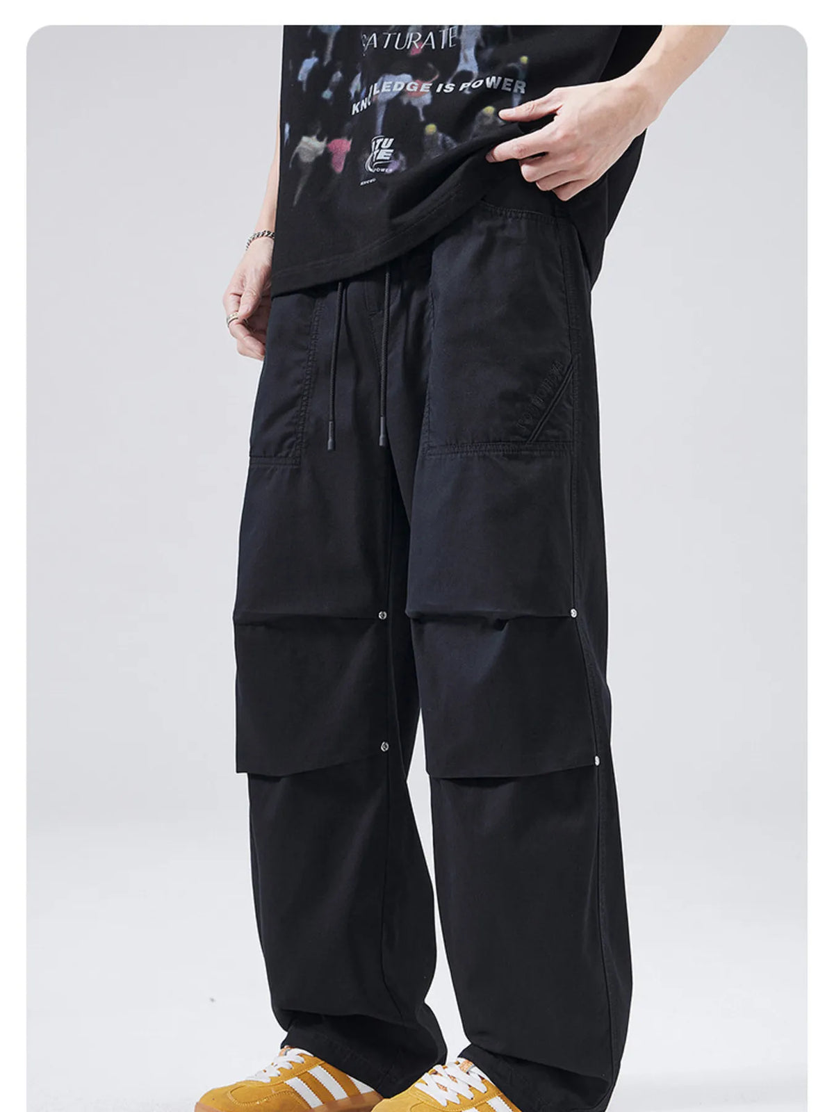 Men's Wide Leg Pants in Black