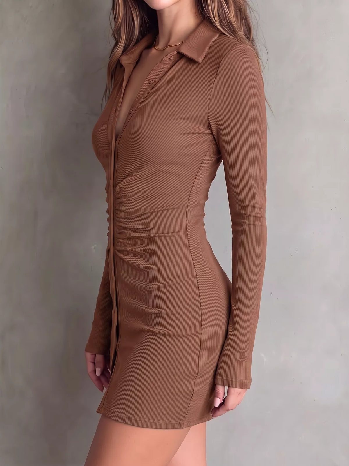 Button-Down Bodycon Mini Dress - Lilixa.store