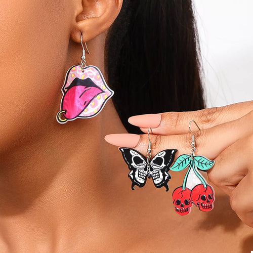 3 Piece Halloween Funky Cartoon Acrylic Dangle Earrings - Lilixa.store