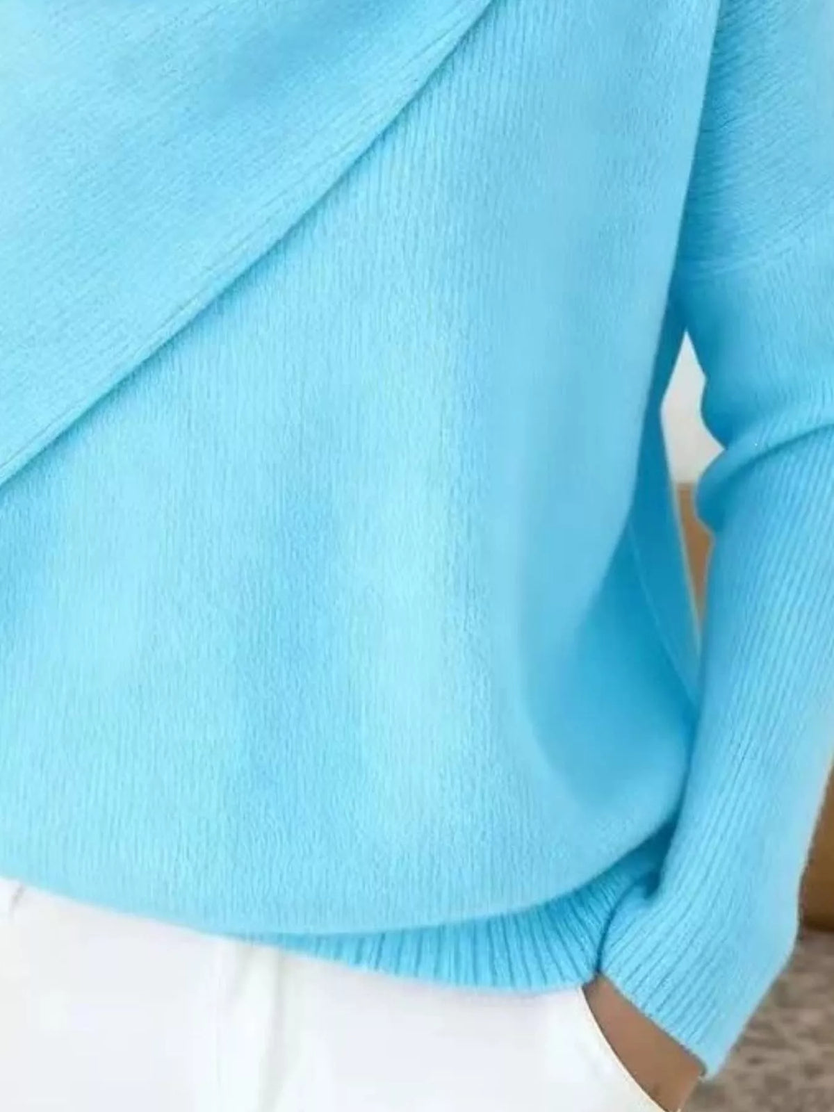 Full Size Solid Color Cowl Neck Sweater Plus Size