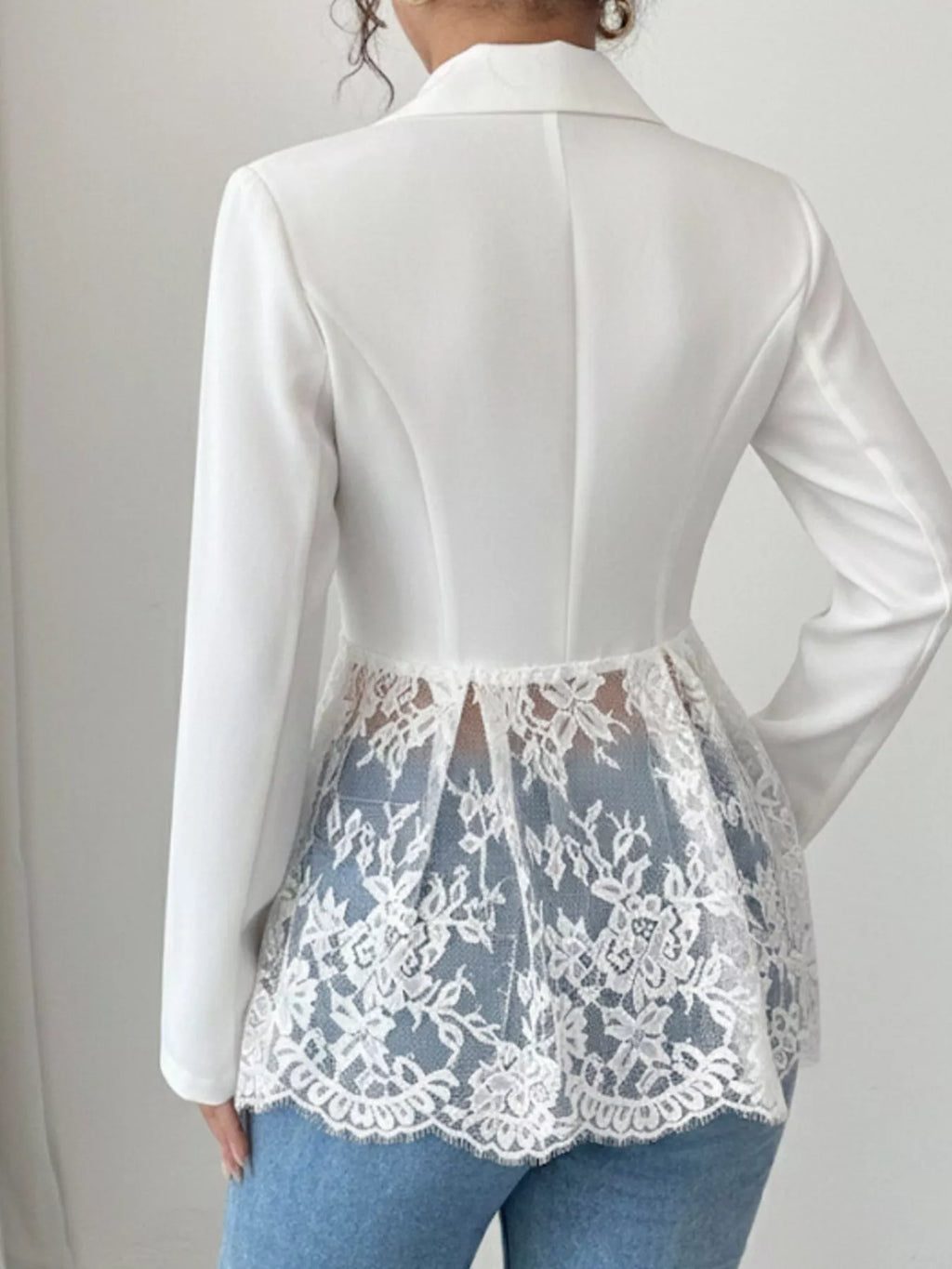 Lace Detail One Button Blazer - Lilixa.store