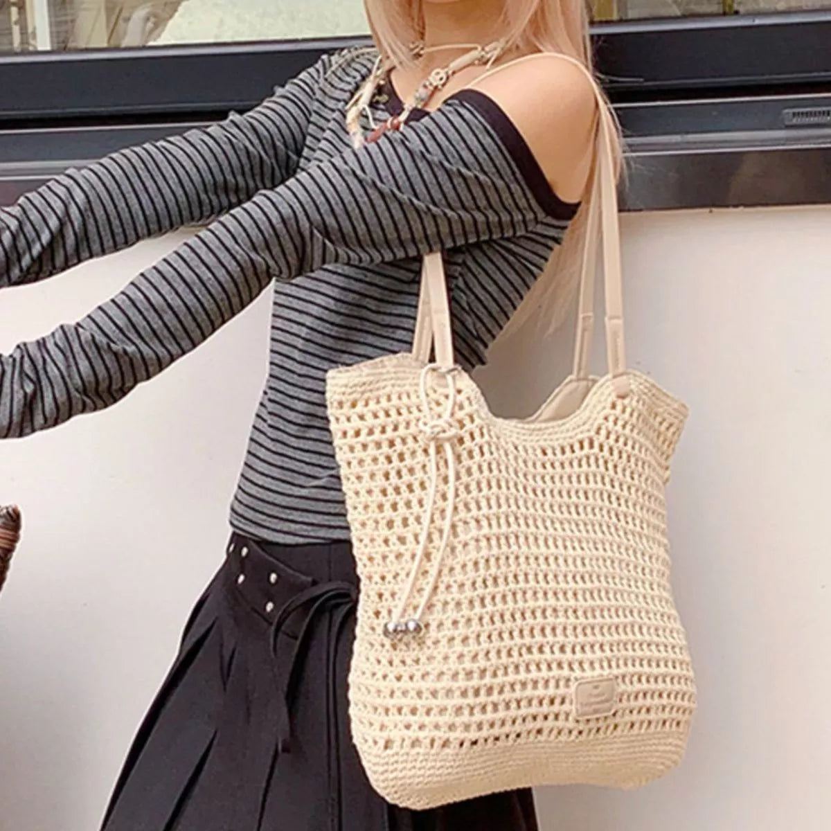 Crochet Knit Shoulder Bag - Lilixa.store