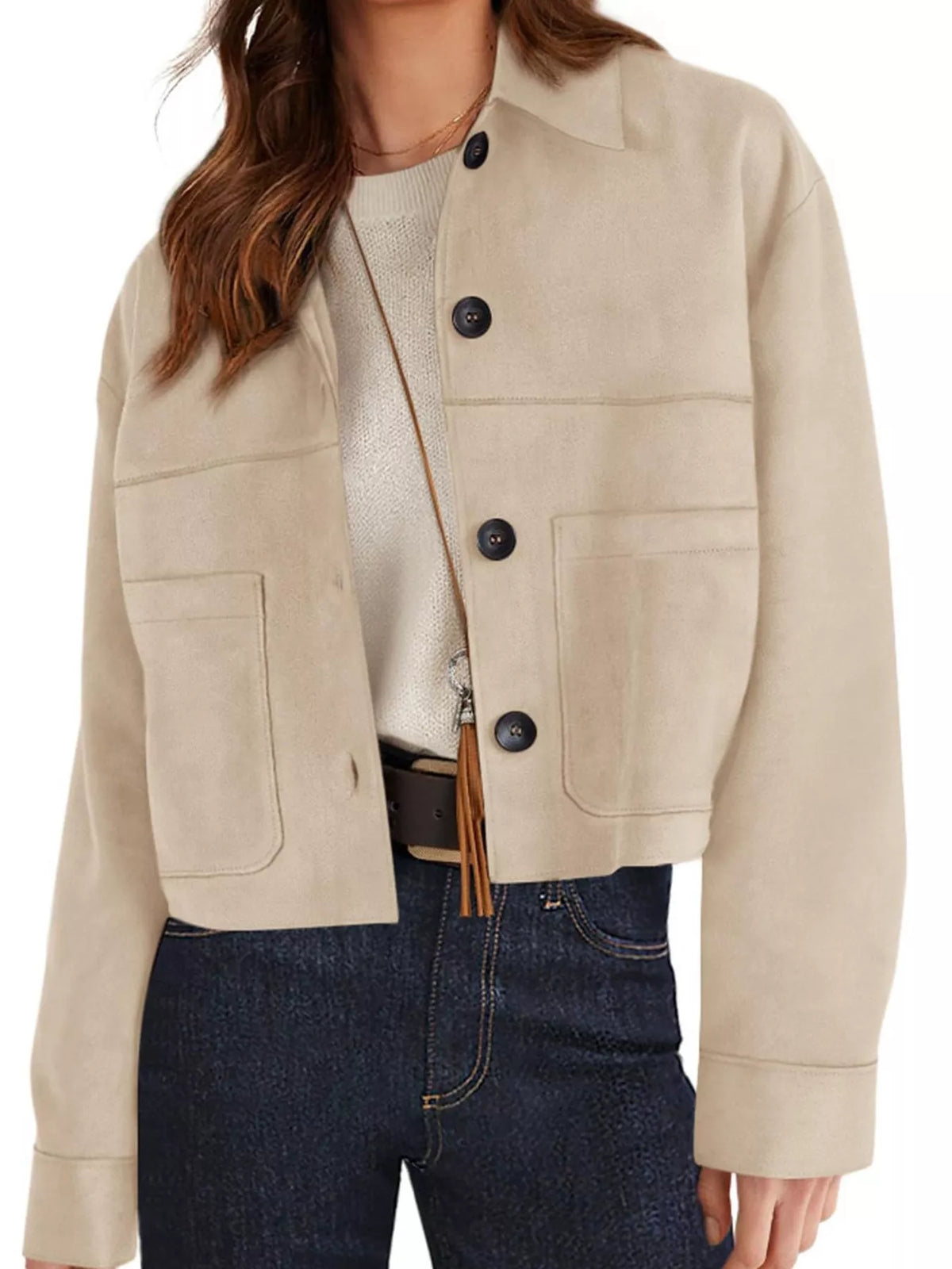 Button-Down Cropped Jacket - Lilixa.store