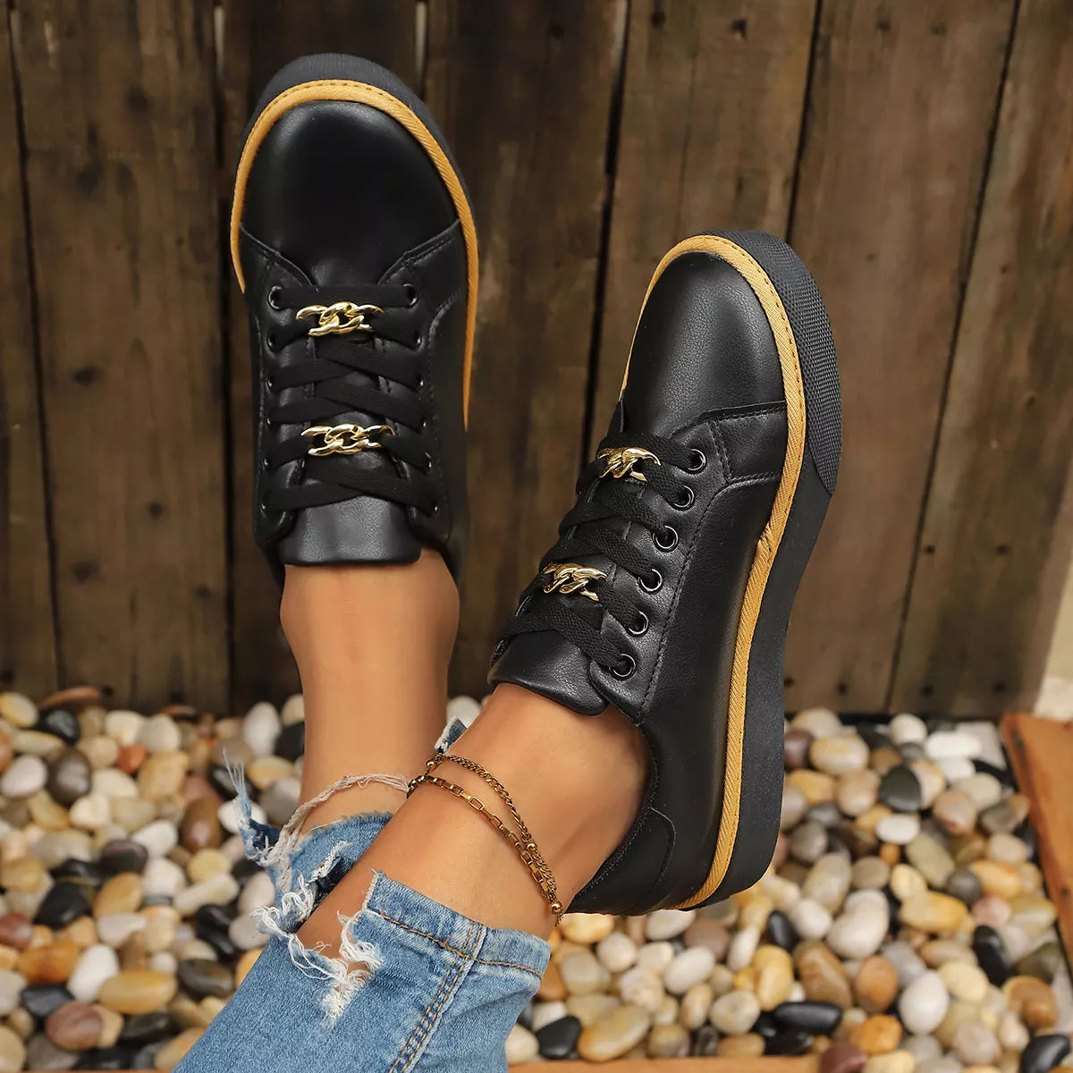Round Toe Platform Sneakers - Lilixa.store