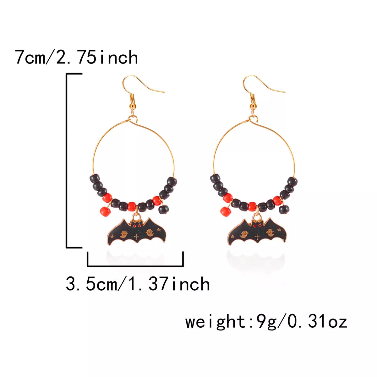 Halloween Bat Charm Hoop Earrings - Lilixa.store