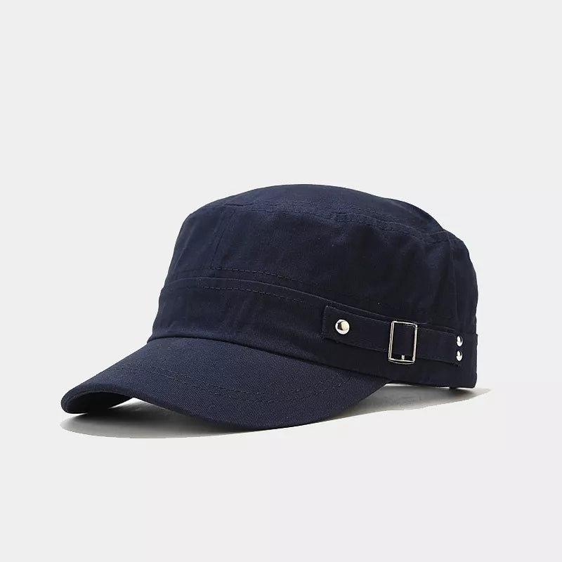 Classic Metal Buckle Detail Cap in Navy