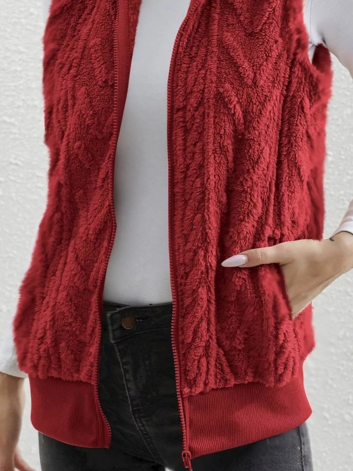 Full Size Cozy Faux Fur Zip-Up Vest Coat Plus Size - Lilixa.store