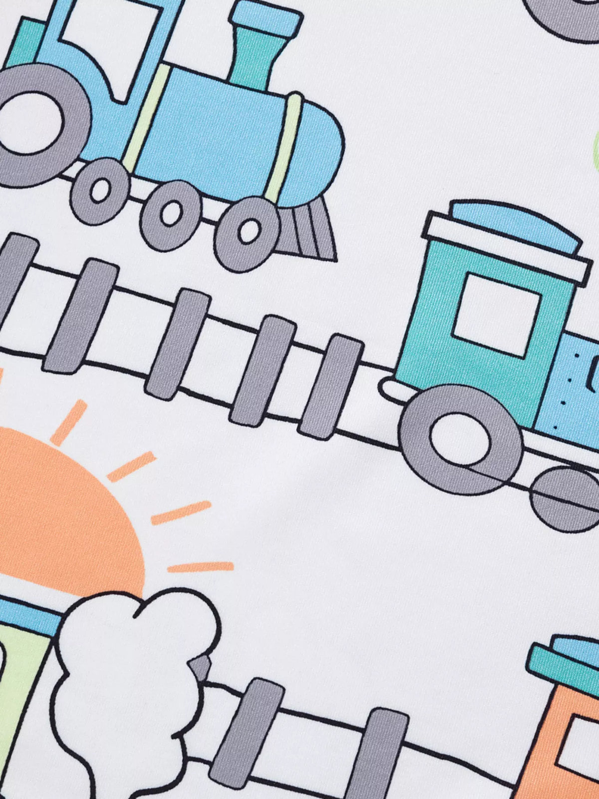 Children's Train Print Short Sleeve T-Shirt - Lilixa.store