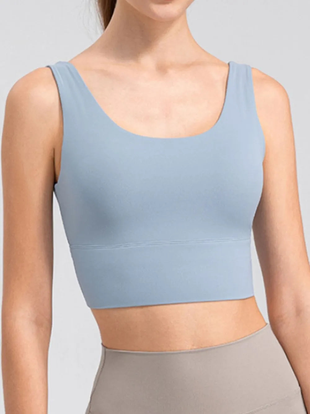 Scoop Neck Wide Strap Active Tank - Lilixa.store