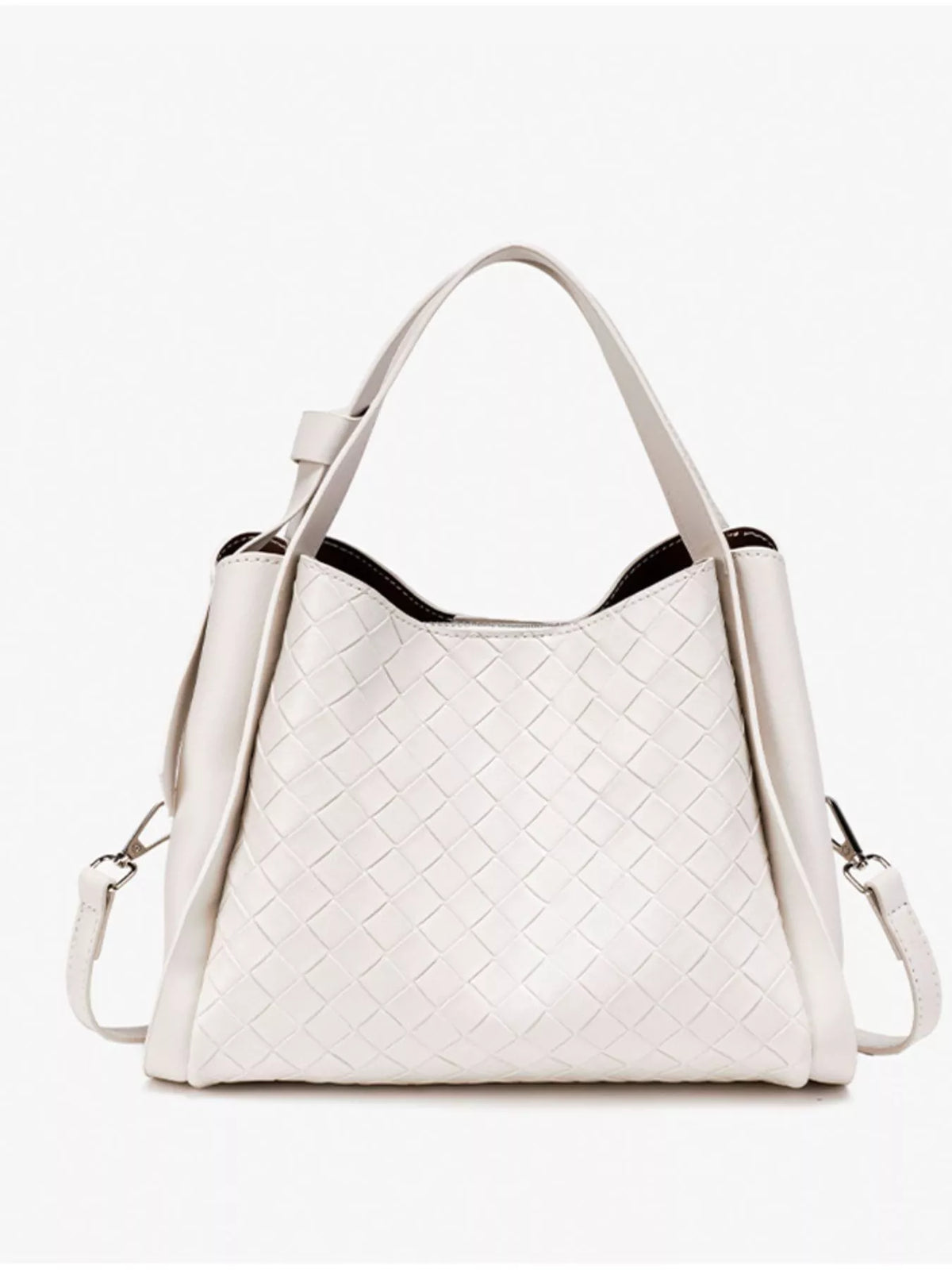 Textured Crossbody Bag with Versatile Top Handle in White, view 4