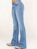 Mid-Rise Bootcut Jeans in Light Blue