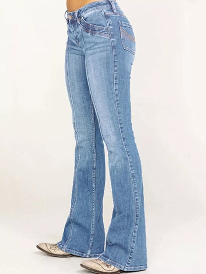 Mid-Rise Bootcut Jeans in Light Blue