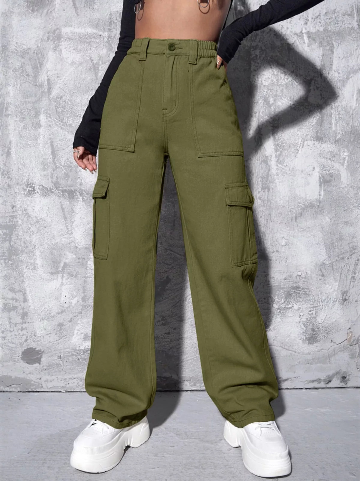 High-Waisted Cargo Jeans - Lilixa.store
