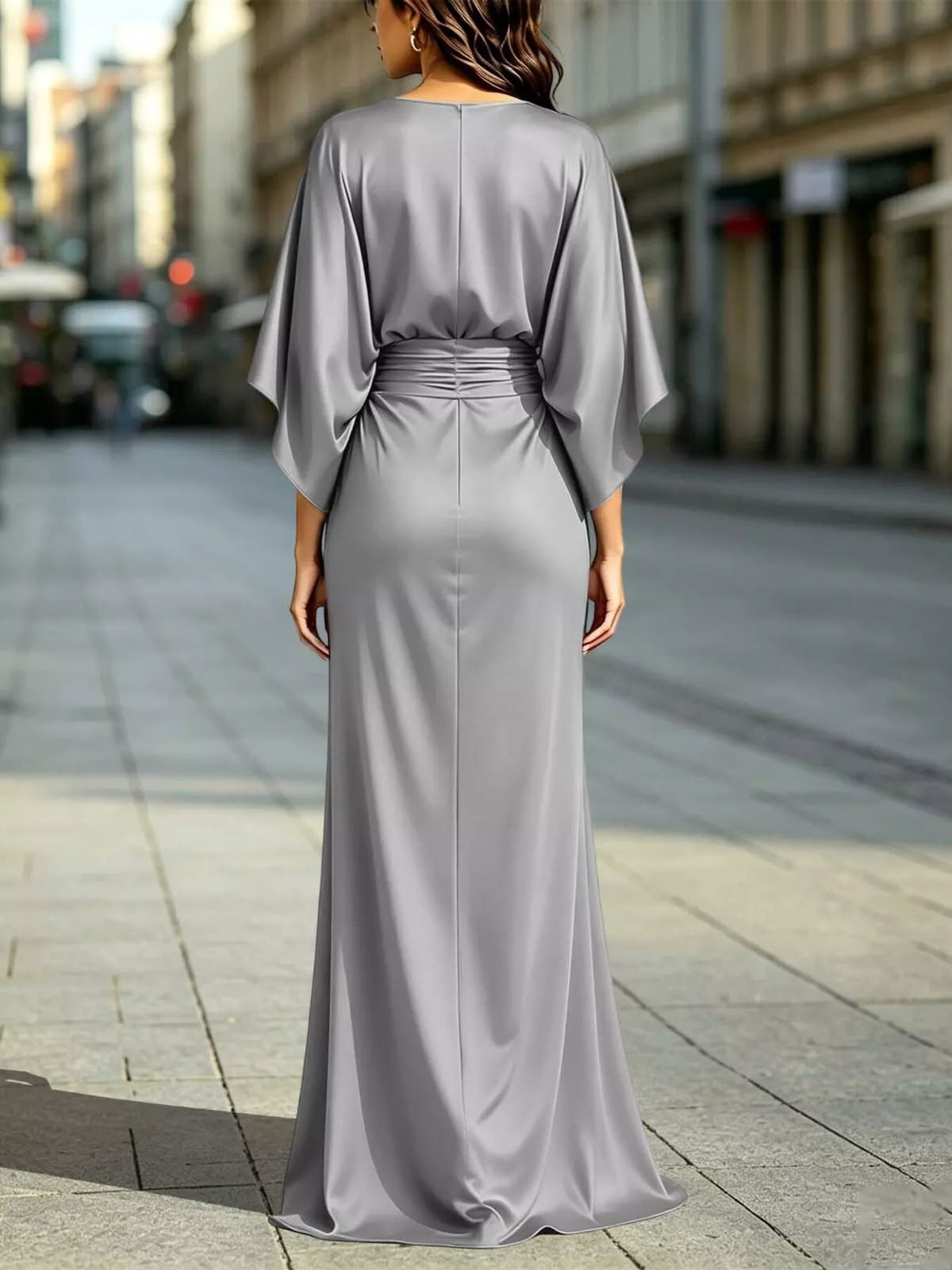 Ruched Waist Maxi Dress with Pockets, view 12