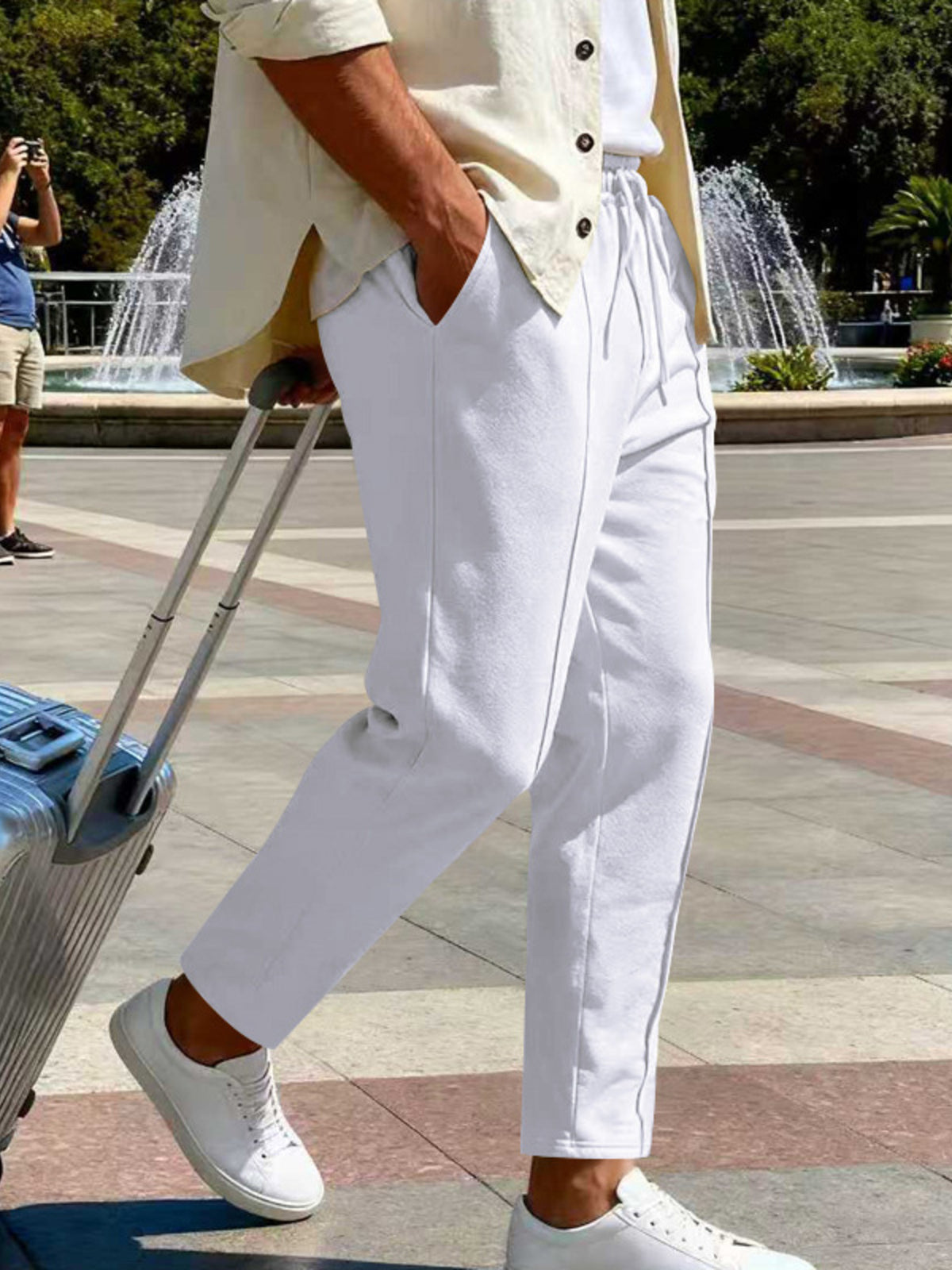 Men's Full Size Drawstring Straight Leg Pants Plus Size