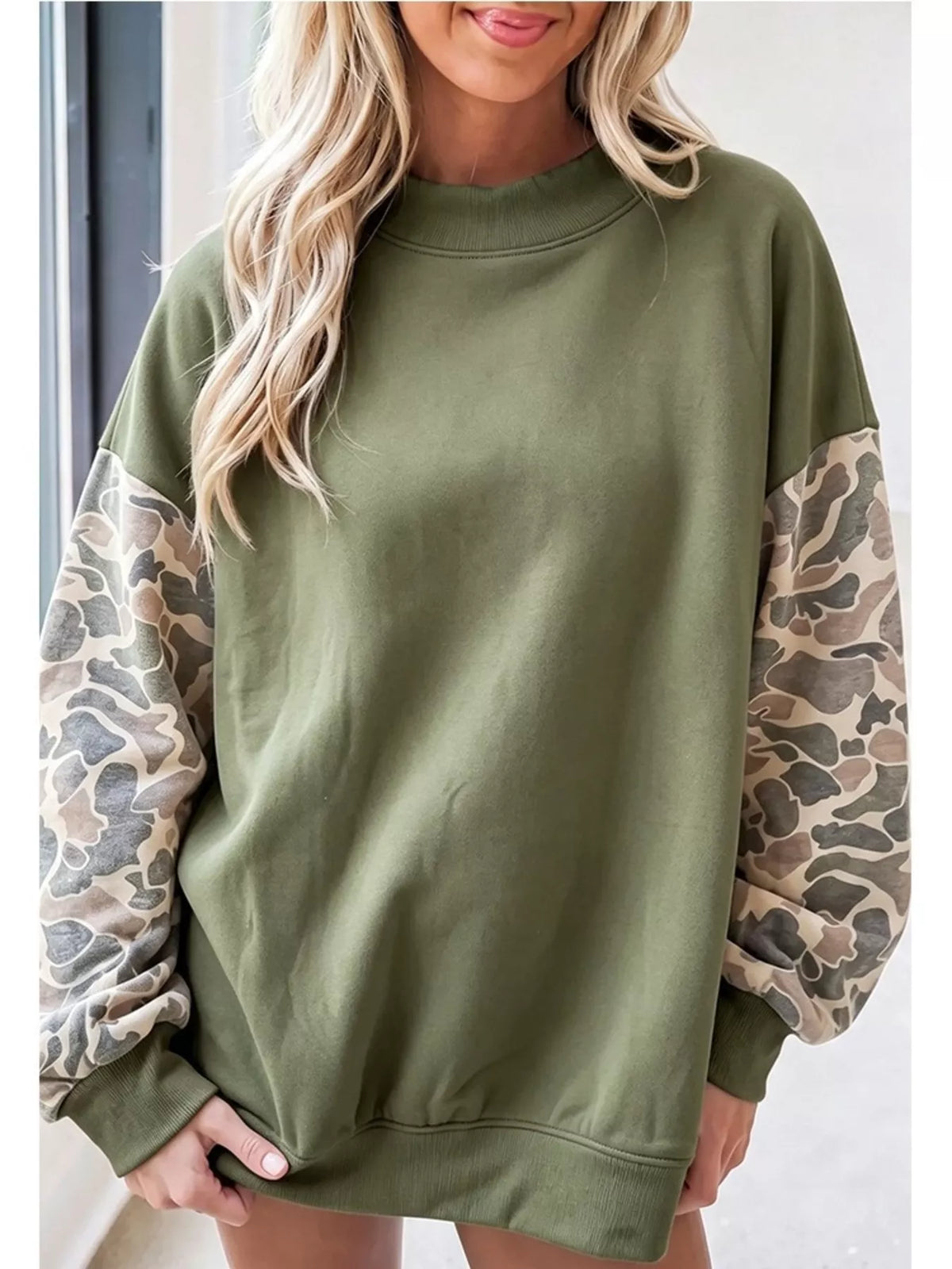 Camouflage Long Sleeve Sweatshirt in Army Green