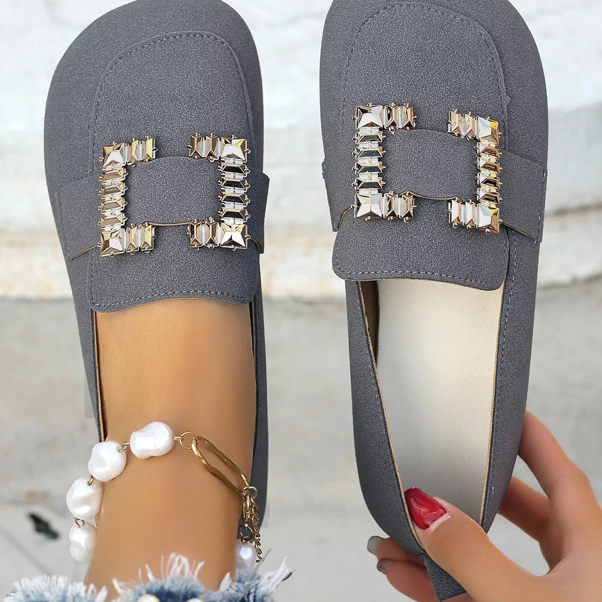Decor Buckle Round Toe Slip-On, view 9