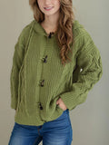 Cable-Knit Long Sleeve Hooded Cardigan - Lilixa.store