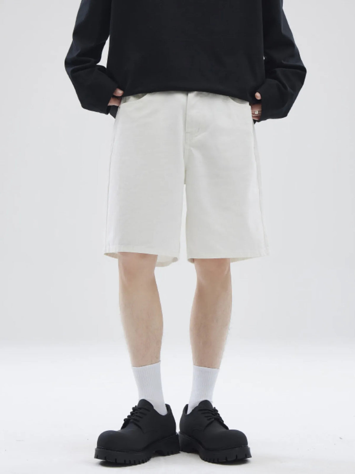 Men's Full Size Wide-Leg Shorts Plus Size in White