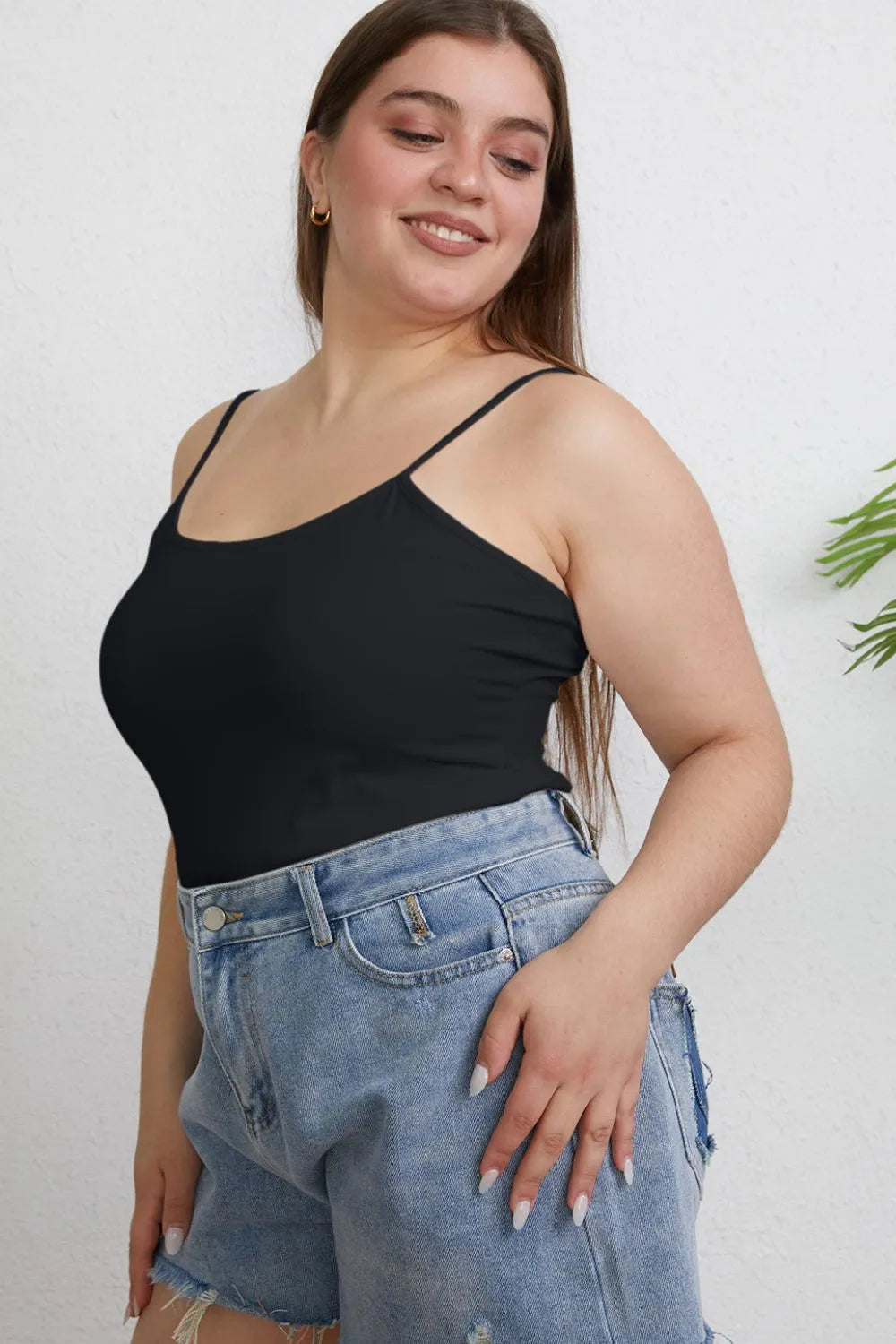 Basic Bae Full Size Round Neck Slim Cami Plus Size - Lilixa.store