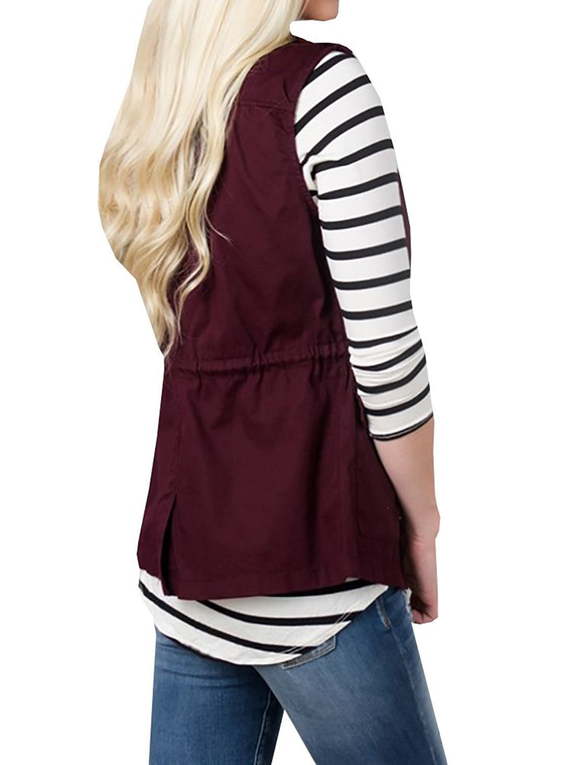 Drawstring Waist Vest with Pockets, view 4