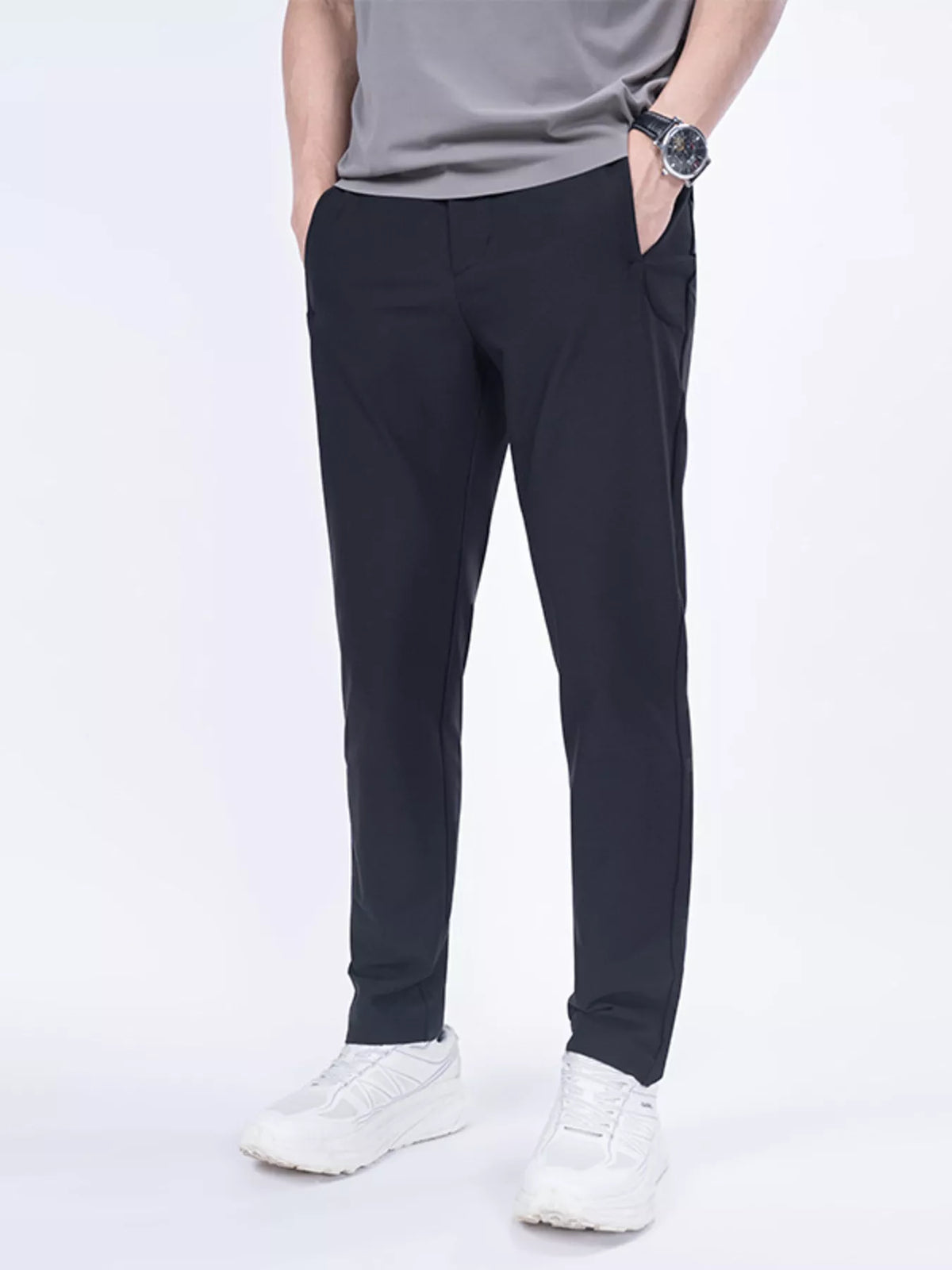 Men's Plus Size Slim-Fit Casual Pants in Black