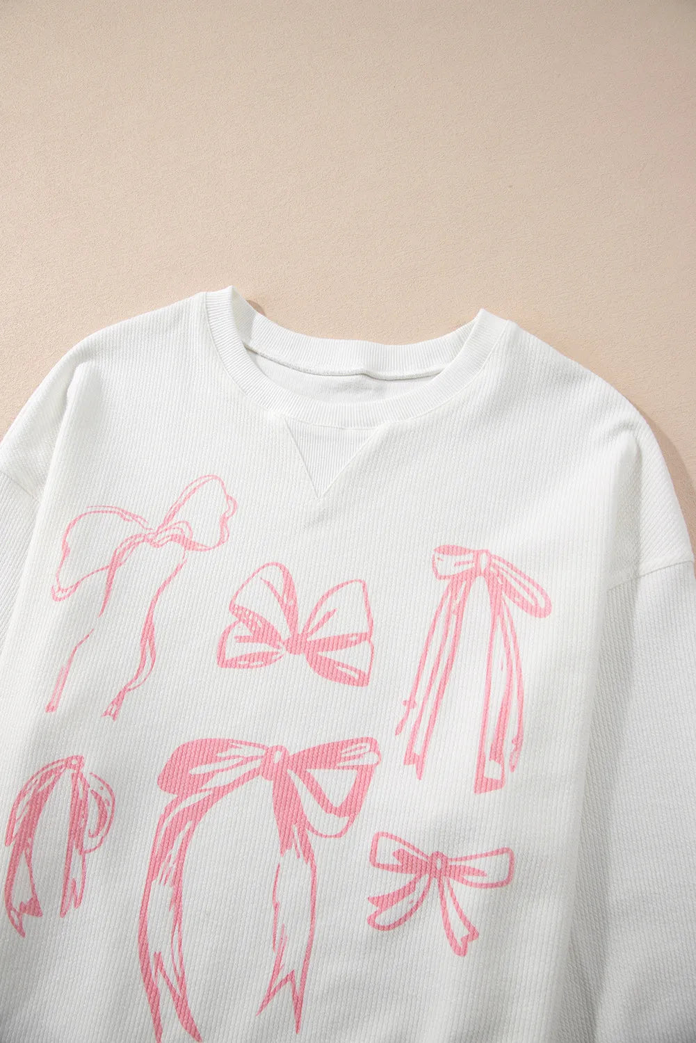 Bow Round Neck Long Sleeve Sweatshirt - Lilixa.store