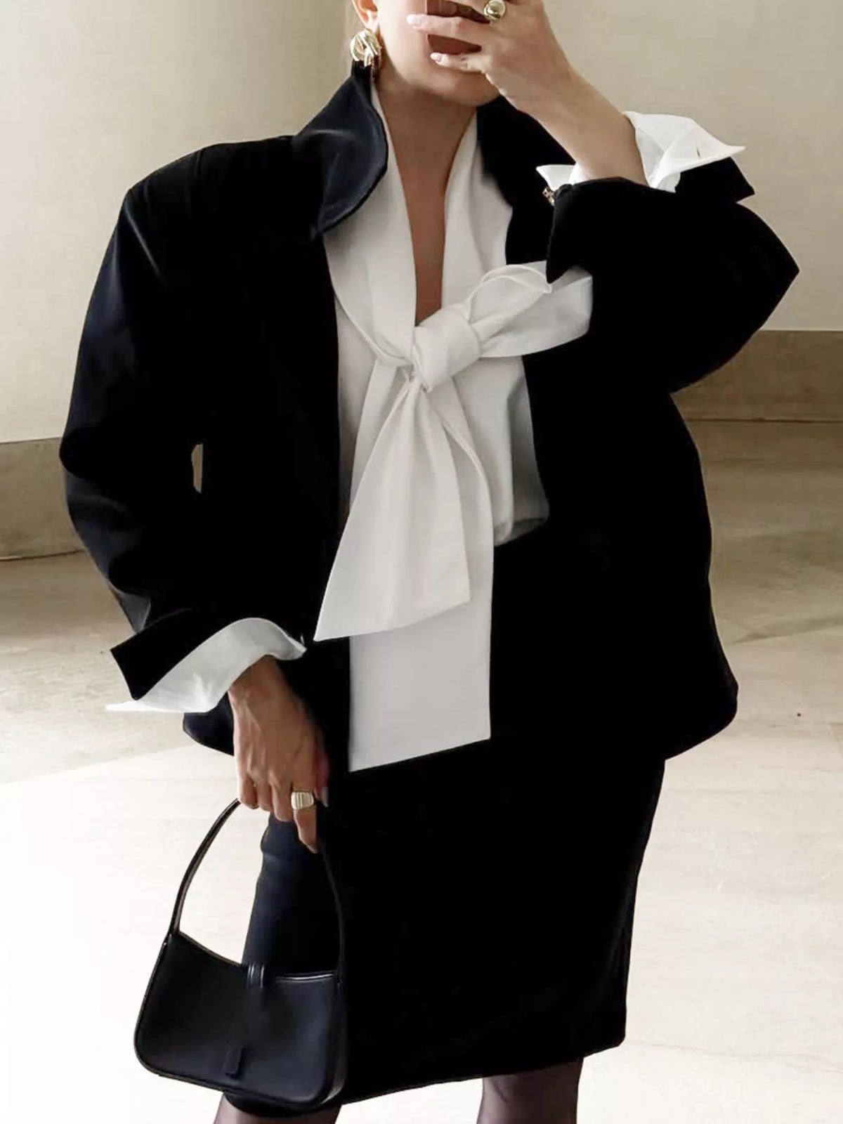 Tie Front Puff Sleeve Shirt - Lilixa.store