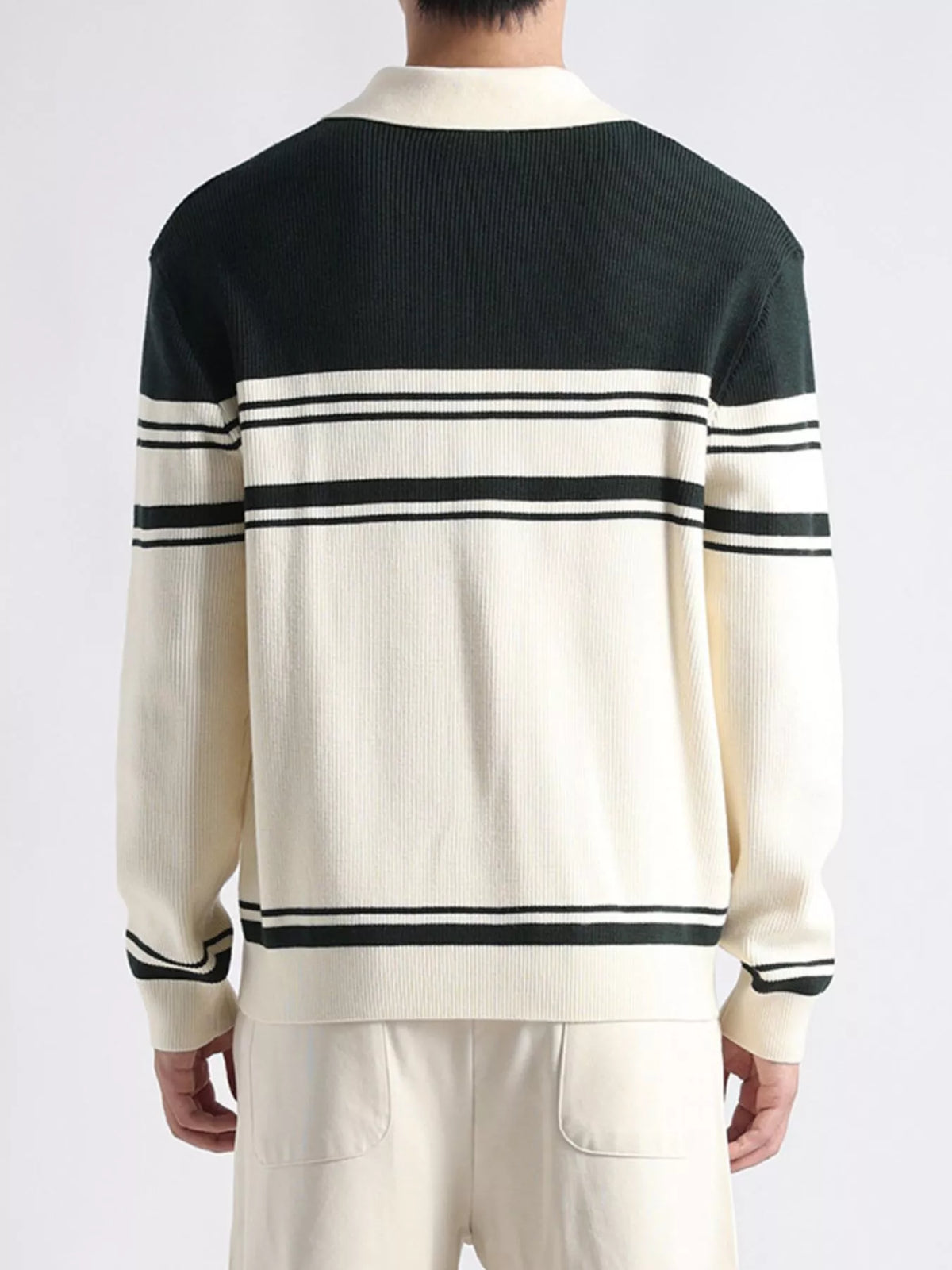 Men's Plus Size Contrast Striped Button-Down Cardigan - Lilixa.store