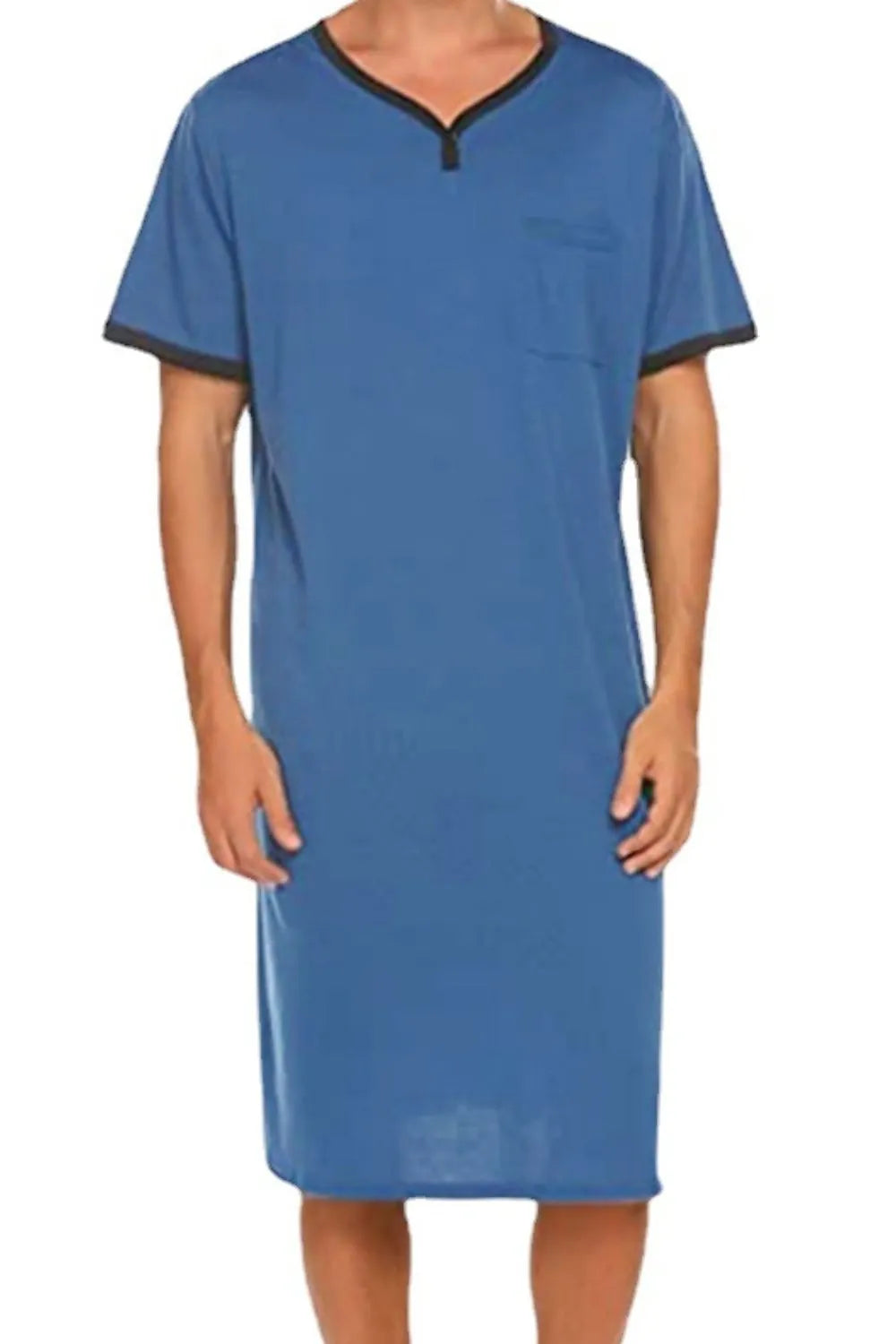 Men's Plus Size Contrast Trim Short Sleeve Lounge Tee Dress - Lilixa.store