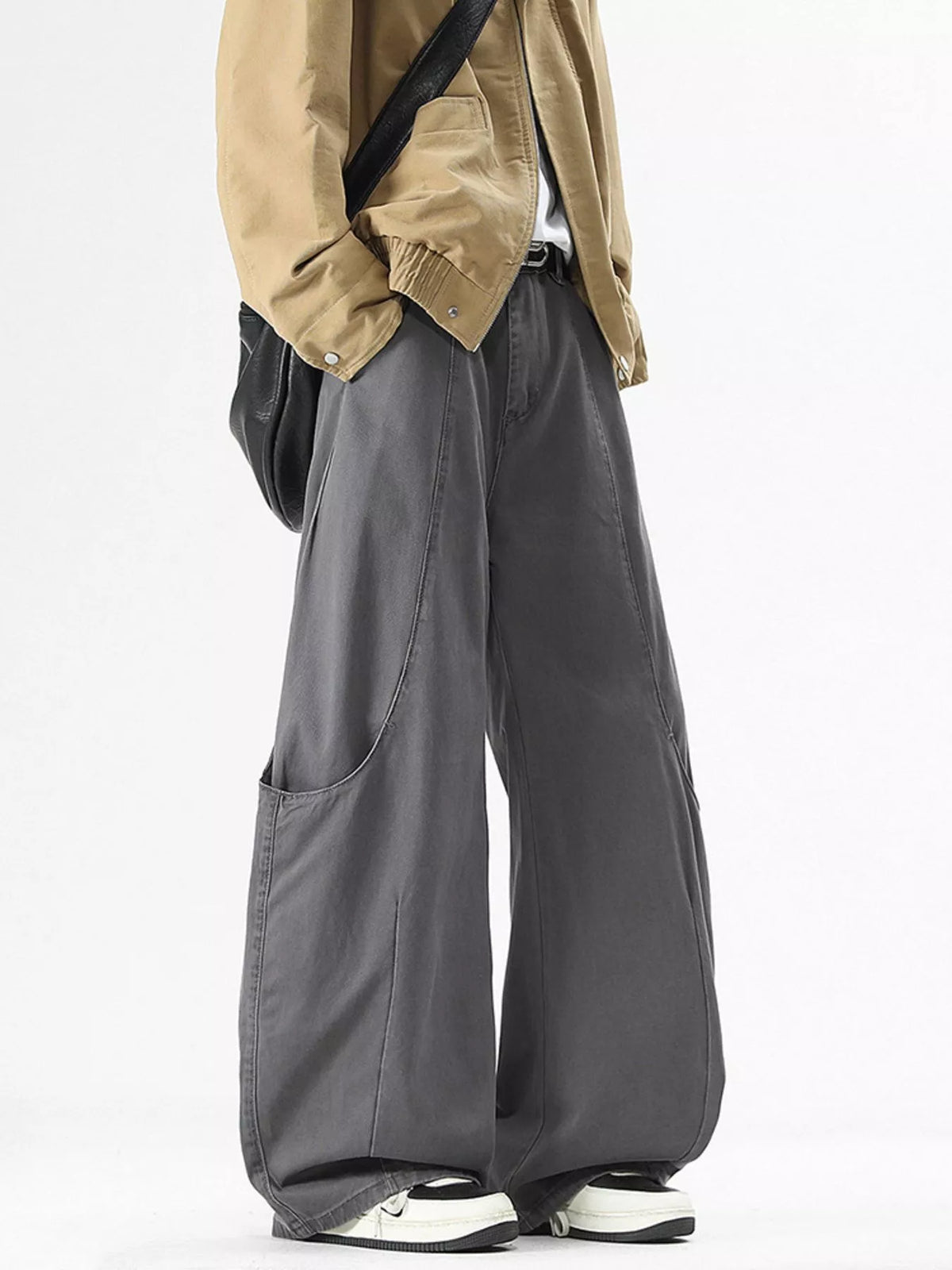 Men's Wide Leg Casual Cargo Pants, view 2